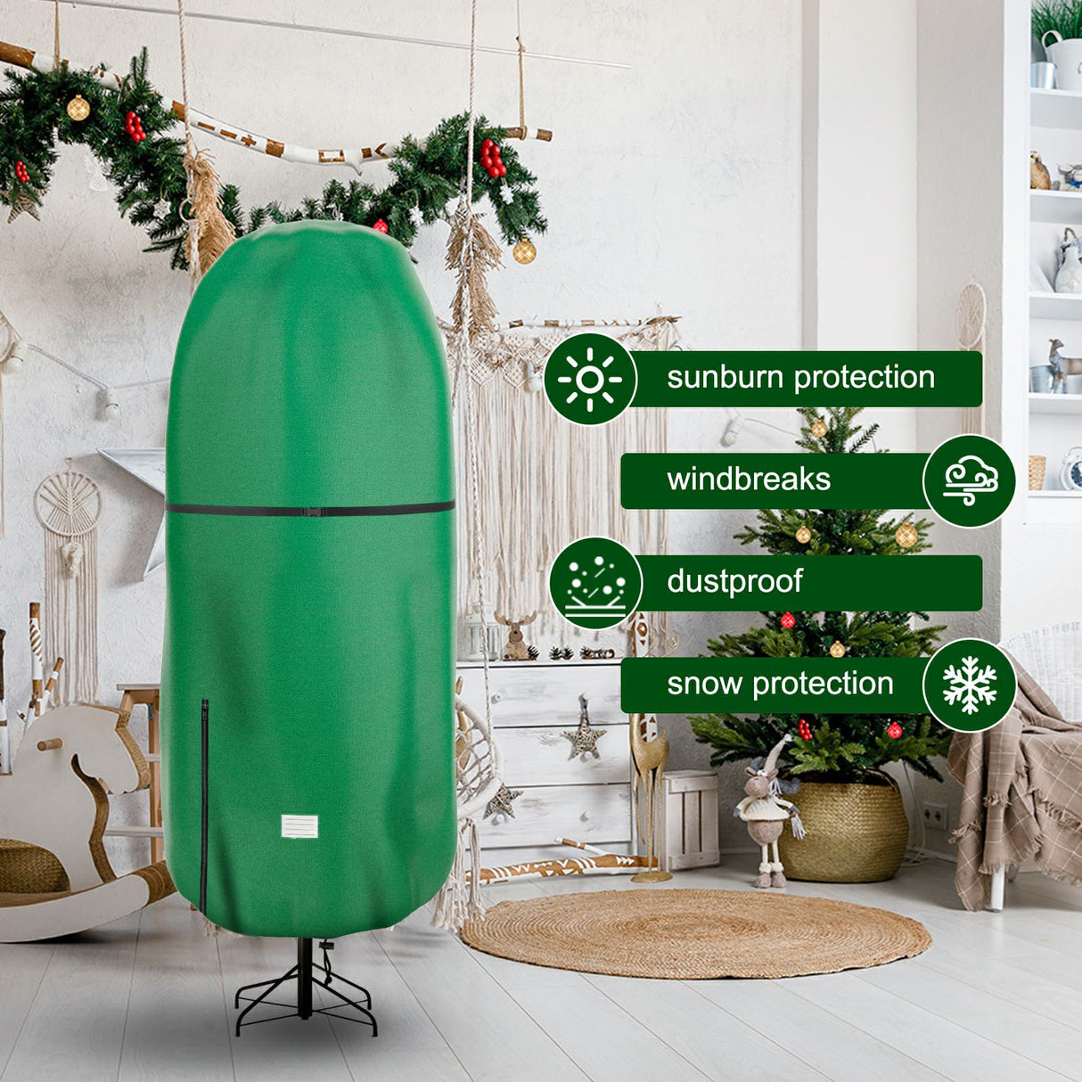 Upright Christmas Tree Storage Cover,Tear Resistant Adjustable Christmas Tree Storage Bag for 9 FT Artificial Tree Standing with Ornaments,Xmas Tree Cover, Dustproof Riuog