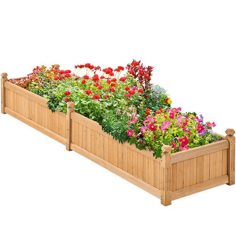 Yaheetech 90.5″ L×23.5″ W×16″ H Wooden Raised Garden Bed, Horticulture Wood Rectangular Garden Planter Outdoor, Raised Planter Box for Yard/Greenhouse/Vegetable/Flower/Herbs, Light Brown Yaheetech