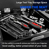 FreekyFit Rolling Creeper Garage/Shop Seat for Men, Padded Mechanics Stool with Tool Tray Storage for Garage, Rolling Workshop Stool with Wheels, Auto Creeper Seat, 330 LBS Capacity, Heavy Duty, Black FreekyFit