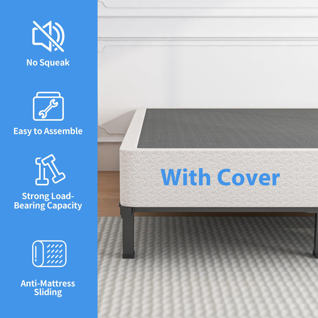 ROIL 10 Inch King Box Spring, Heavy Duty Metal Box Spring Mattress Foundation with Fabric Cover, 3500lbs Max Weight Capacity, Easy Assembly, Noise Free, Non-Slip ROIL