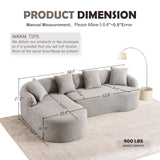 VYNELITO Oversized Sectional Sofa with Chaise for Living Room, 99" Modern Luxury Chenille 4-Seater Sofa Extra Wide Seat L-Shape Curved Cloud Couch with 4 Throw Pillows, Light Grey VYNELITO