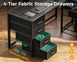 Coleshome L Shaped Computer Desk with 6 Drawers & Power Outlet, 55 Inch Corner Desk with Reversible Storage Shelf & File Drawer, Home Office Desk, Grey Oak Coleshome