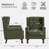 Lumibee High Back Accent Chair Set of 2,Upholstered Wingback Armchair with Solid Wood Legs for Small Spaces,Comfy Single Sofa Chair for Living Room,Bedroom,Office-Green Lumibee