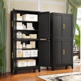 GAIOUS 75.2" Tall Metal Pantry Cabinet, Storage Cabinets with 4 Door and 4 Adjustable Shelves, Black Kitchen Pantry Storage Cabinet, Freestanding Cupboard for Kitchen Dining Room Living Room Bathroom GAIOUS
