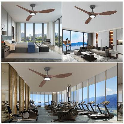 Roomratv Ceiling Fans with Lights and Remote, 52 Inch Large Airflow Indoor Ceiling Fans with Quiet DC Motor and 3 Colour Temperature Black Noiseless ABS Fan Blades (Dark Woodgrain) - WoodArtSupply