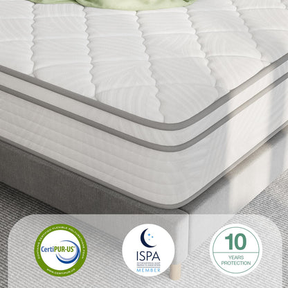 Novilla 10 inch Queen Size Mattress, Hybrid Mattress Queen Size with Comfortable Foam & Individually Pocket Spring, Queen Mattress in a Box for Back Pain Relief & Support, Certipur-Us Certified