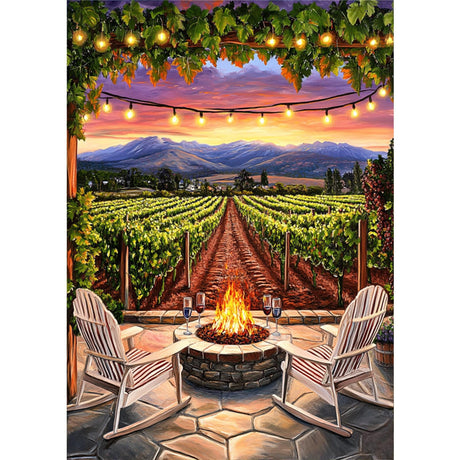 GHHKUD Diamond Painting Kits Vineyard at Sunset for Adults, DIY 5D Diamond Painting, Full Drill Summer Landscape Diamond Art Kits Art Pictures for Relaxation Gifts Home Wall Decor 30x40cm GHHKUD