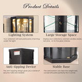 KavlSean 70" H Corner Curio Cabinet, Lighted Glass Display Cabinet with Elegant Tempered Glass Door, Adjustable Shelve, China Cabinet with Light Bulb, Mirrored Back Panel for Living Room (Black) KavlSean