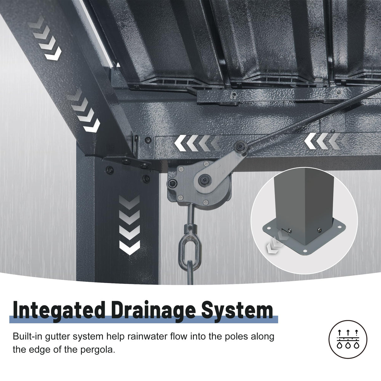 SHPAI 10’ x 16’ Louvered Pergola, Outdoor Pergola Aluminum Frame with Adjustable Rainproof Metal Roof, Permanent Sun Shade with Drainage System for Backyard, Garden and Lawn (Grey) SHPAI