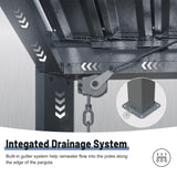 SHPAI 10’ x 16’ Louvered Pergola, Outdoor Pergola Aluminum Frame with Adjustable Rainproof Metal Roof, Permanent Sun Shade with Drainage System for Backyard, Garden and Lawn (Grey) SHPAI