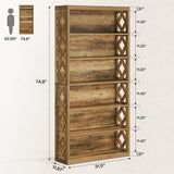 Tribesigns 74.8" Tall Bookcase, 7-Tier Industrial Bookshelf with Storage, Floor Standing Open Display Storage Shelves for Home Office, Living Room, Bedroom, Brown Tribesigns