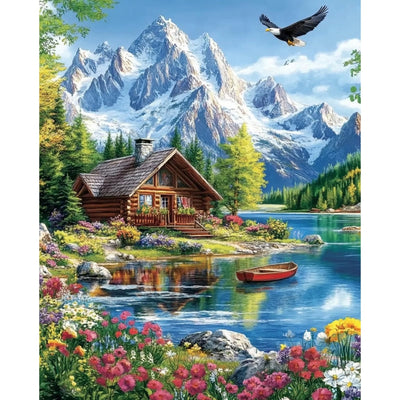 NEWENMO Mountain Paint by Numbers Kit for Adults, Landscape Paint by Numbers on Canvas Unframed,DIY Oil Painting Perfect for Beginner, Craft, Hobbies and Home Wall Decor 16x20 in