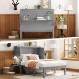 Harper & Bright Designs Full Size Murphy Bed with USB Port, Desk and Removable Shelves on Each Side, Full Platform Bed Wood Frame, for Guest Room Home Office - Gray Harper & Bright Designs