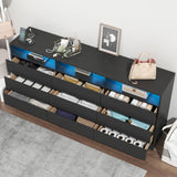 Auromie 9 Drawers Dresser, Double Modern Chest of Drawers with Power Outlet, Dresser TV Stand with Led Light Strip, Drawer Organizer for Bedroom, Living Room, Hallway (Dark Black, 9 Drawer) Auromie