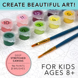 Bright Stripes Paint by Number Kit for Kids: Easy to Follow Paint by Numbers Canvas with Frame Kids Paint Kit (Paint by Numbers Butterflies + Blooms) Bright Stripes