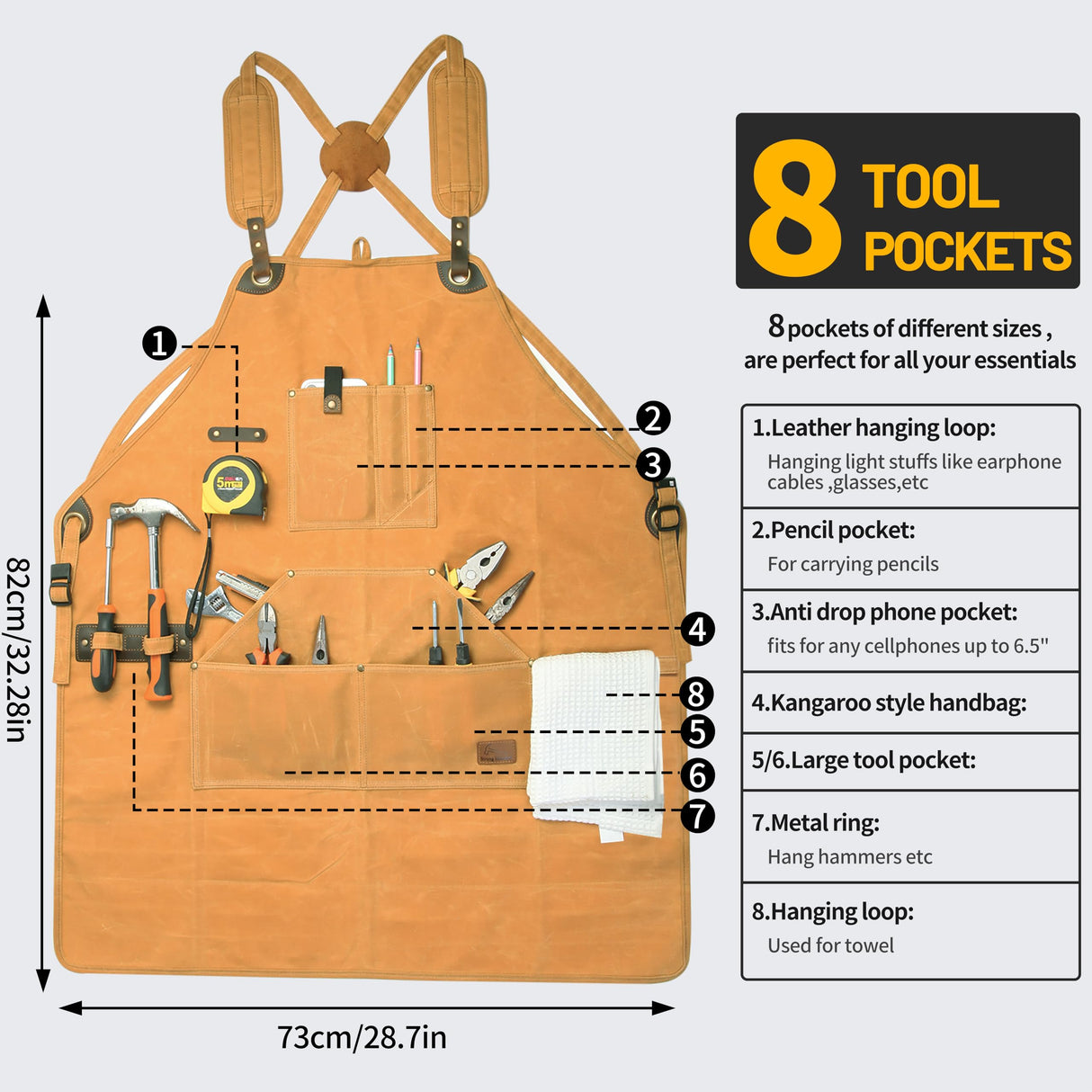 Strong Hammer Tool Aprons,Woodworking Apron,Versatile Apron with Multiple Pockets - Perfect,Apron For Men Women,Kitchen Aprons For Women,M-XXXL Strong Hammer