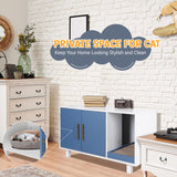 ZENY Pet Cat Litter Box Enclosure, Modern Cat House Furniture, Cat Washroom Furniture Hidden, Side End Table, Wood Pet Cat Crate with Scratch Pad, White ZENY