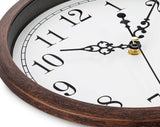 Bernhard Products Wall Clock 10 Inch Silent Non Ticking Movement Quality Quartz Battery Operated Round Easy to Read Decorative Brown Home/Kitchen/Office/Bedroom/Classroom/School Clocks, Black Numbers Bernhard Products