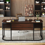 Tribesigns 63-Inch Executive Desk with 4 Drawers, Large Office Desk Computer Desk, Business Furniture Desk Workstation for Home Office, Dark Walnut Tribesigns