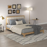 HOMCOM Queen Size Bed Frame with Upholstered Headboard, Platform Bed Frame with Wooden Slats, No Box Spring Needed, Easy Assembly, Oak HOMCOM