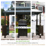 Domi 6x10FT Hardtop Grill Gazebo, Outdoor Metal BBQ Gazebo with Galvanized Steel Double Roof, 2 Double-Layer Storage Cabinets and Ceiling Hooks, Permanent Grill Canopy for Patio Backyard Garden,Brown domi outdoor living