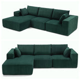 Huatean Home 108” Modular Sectional Sofa, Sponge Sectional Sofa Couch for Living Room, Modular L-Shape Sofa Couch with Chaise, DarkGreen Huatean Home