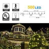 weillsnow 164Ft 500 LED Christmas Lights, Waterproof 8 Twinkle with Memory Functions Christmas Tree Lights for Indoor Outdoor Christmas Tree Garden Decoration (Warm White) weillsnow