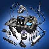 X-Tronic 3090-PRO-X – 75 W Soldering Iron Station – 5 Extra Tips, 2 LED Displays, Sleep Func, C/F, 3 Temp Presets, Mini Mag Lamp, 4 Helping Hands, Solder Sucker, Tweezers, Solder, Brass & Wet Sponges X-TRONIC