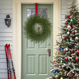 Dolicer Christmas Wreath - 24" Real Touch Norfolk Pine Wreath, Christmas Wreaths for Front Door Artificial Pine Green Wreath with Bell for Wall Windows Mantle Outdoor Outside Christmas Decoration Dolicer