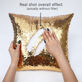 ORJ Sublimation Sequin Pillow Case Blanks 16''x16'' Flip Reversible Mermaid Decorative Personalized Cushion Throw Pillow Covers for Kids (Golden) ORJ
