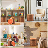 Amylove 3 Pack Tree Stump Storage Stool 12 x 12 Inch Stool Ottoman, Cute Folding Storage Toy Box with Foam Cushion, Collapsible Seat Chest (Classic) Amylove