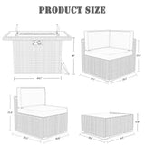 LayinSun 15 Piece Patio Furniture Set with Fire Pit Table, Outdoor Conversation Sets Wicker Rattan Sectional Sofa with Coffee Table LayinSun