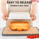 Vinino Silicone Bread Loaf Pan with Metal Reinforced Frame, 9.5 x 5 in Non-stick Silicone Loaf Pan for Baking, 2 Pack Durable Silicone Bread Pan for Oven Dishwasher Safe - Cream Vinino