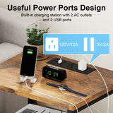 Fixwal Night Stand with Charging Station, Adjustable Bed Side Table with Fabric Drawer, Farmhouse End Table, Bedside Table with Storage, Rustic Brown Fixwal