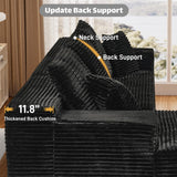 ONEMMLION Cloud Couch Sectional Modular Sofa, 107.5" Comfy Black L Shaped Boneless Couches for Living Room, Deep Seat Plush Corduroy Couch Sectional Memory Foam Sofa(Black, Right Facing Chaise) ONEMMLION