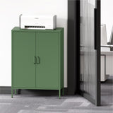 Washsemba Metal Storage Cabinet with Doors and Shelves,Multipurpose Storage Rack, 3-Tier Shelf,Metal Locker Style Accent Cabinet for Home Office,Living Room,Kitchen (Forest Green, 40''H) Washsemba