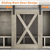 IDEALHOUSE Coffee Bar Cabinet, Sideboard Buffet Storage Cabinet with Storage, Farmhouse Wine Bar Cabinet with Wine Glass Rack, Liquor Cabinet Bar for Home, Kitchen, Dining, Living Room, Grey IDEALHOUSE