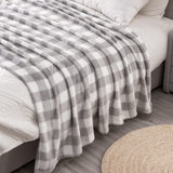 BEDELITE Fleece Throw Blanket for Couch Sofa Bed, Buffalo Plaid Decor Grey and White Checkered Blanket, Cozy Fuzzy Soft Lightweight Warm Blankets for All Seasons BEDELITE