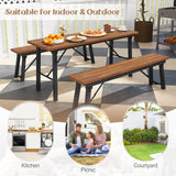 Tangkula Outdoor Dining Table for 4-6, No Assembly Foldable 59 Inches Narrow Patio Dining Table with Acacia Wood Top & Heavy Duty Metal Frame, for Yard, Garden, Poolside or Indoor (Natural) Tangkula