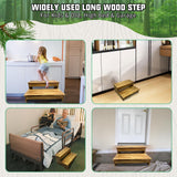 Long wooden step stool, 2 steps wood stool with non-slip pads for kitchen high bed for kids, adults and elderly (26.8" L*20.1" W*11.8" H) yeezoo