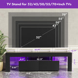 JUMMICO TV Stand with LED Lights, Modern Entertainment Center Media and Open Shelf Console Table Storage Desk with 1 Drawer and Remote Control 20 Color LED Lights up to 70 Inch TV (Black) JUMMICO