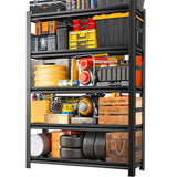 Heavy Duty 78" H Garage Shelving - 5 Tier Metal Shelves, 3000LBS Capacity, Adjustable, Industrial Storage Rack, Black, 48" W x 18" D x 78" H PRESTELION