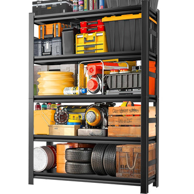 Heavy Duty 78" H Garage Shelving - 5 Tier Metal Shelves, 3000LBS Capacity, Adjustable, Industrial Storage Rack, Black, 48" W x 18" D x 78" H
