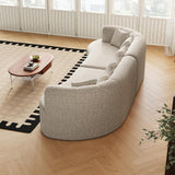 106” Oversized Curved Sectional Couch, Chenille Memory Foam Boneless Compression Sofa Couch with 6 Pillows, Modern Floor Deep Seat Sofa for Living Room, Office, Apartment, No Assembly Needed, Beige KINFFICT