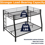 FUSVZ Metal Full XL Over Queen Bunk Beds for Adults and Teens, Modern Style Metal Bunk Bed Full XL Over Queen Size, Heavy-Duty Bunk Beds Frame with 2 Ladders for Kids Boys Girls Teens Adults (Black) FUSVZ