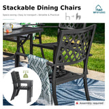 MFSTUDIO Patio Dining Set for 8, Outdoor Dining Set with Umbrella Hole, Metal Patio Table and Chairs Set, 9 Piece Outdoor Patio Furniture Set for Deck Backyard Poolside Garden MFSTUDIO