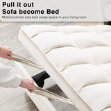 Wakefit 3 in 1 Convertible Sleeper Sofa Bed, Futon Couches for Living Room with Side Pocket | Adjustable Backrest| Velvet Fabric | Pull Out Couch | Recliner Loveseat | Sectional Sofa, Creamywhite Wakefit