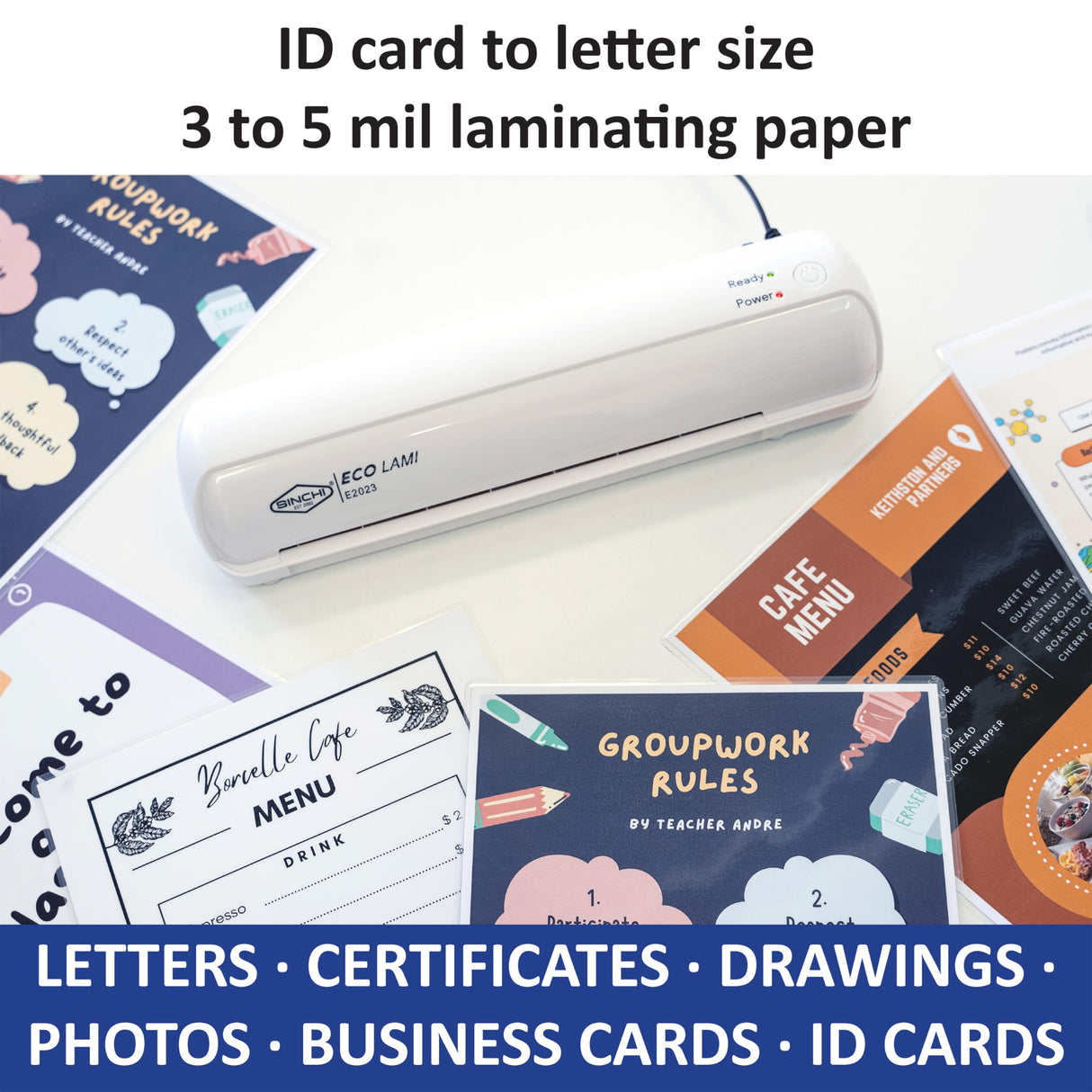 SINCHI 9-Inch Laminator, 3–5 Mil, Thermal Laminating Machine with 10 Sheets, Jam Release Lever, 30-Min Auto Shut-Off, One-Touch Easy Operation, Compact for Home, Office, and School SINCHI