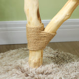 PawHut Cat Tree Tower, 35 Inch Modern Cat Tree for Indoor Adult Cats with Wooden Natural Branch Scratching Posts, Cat Bed & Rope Cat Toy, Brown PawHut