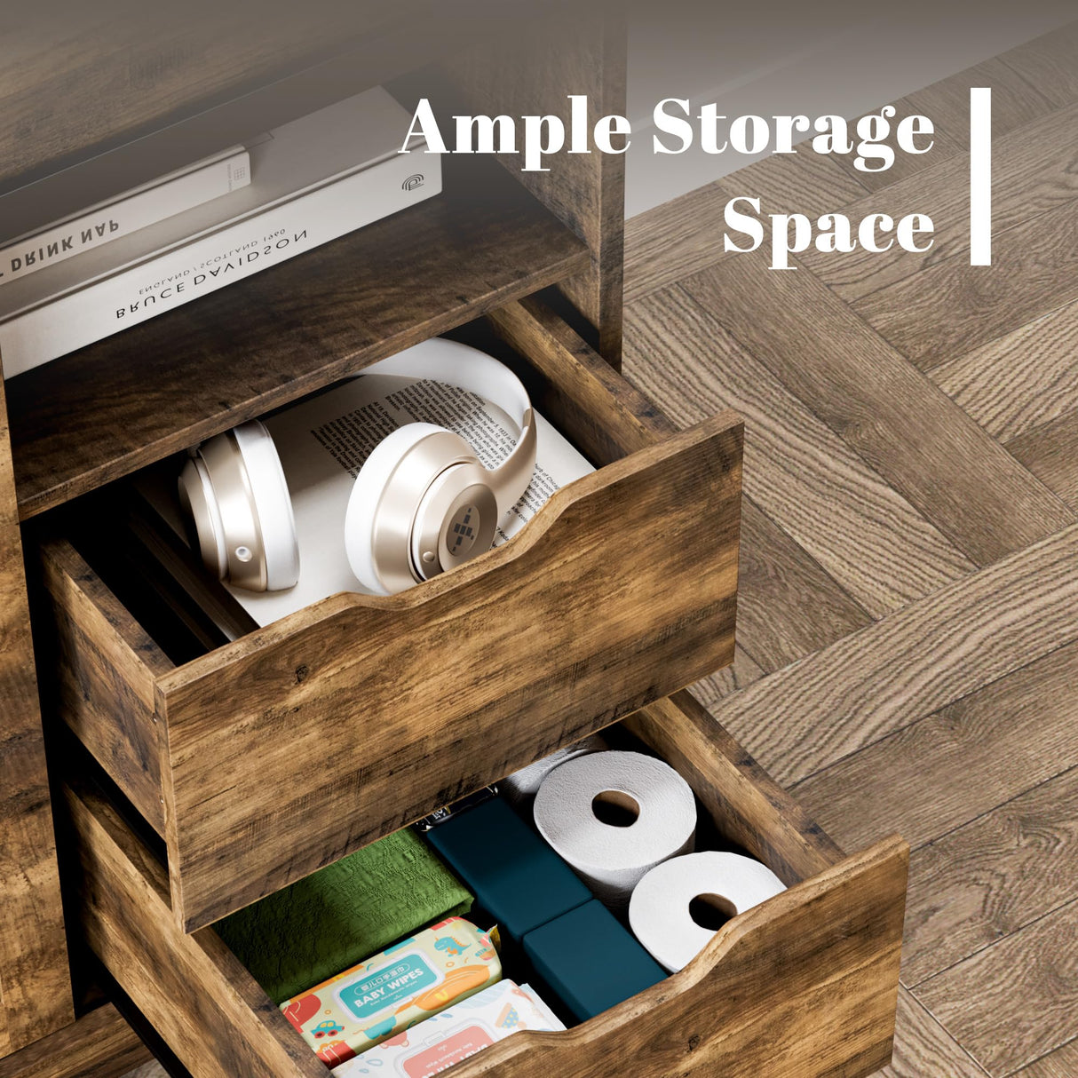 YESHOMY TV Stand for Televisions up to 65 Inchs, with Sliding Barn Doors and 4 Storage Drawers, Console Table and Media Furniture for Living Room, 58 Inch, Barnwood YESHOMY